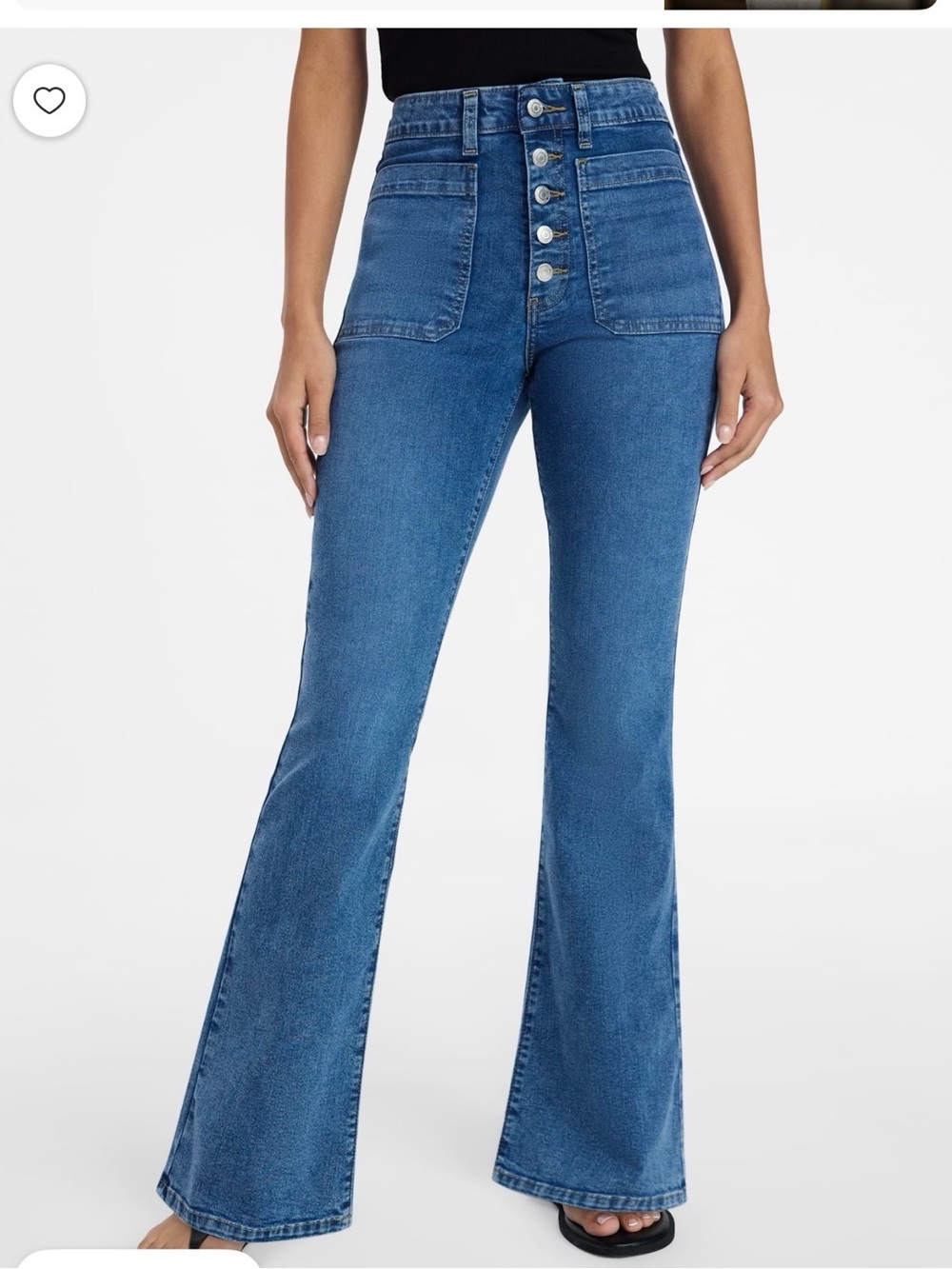 High-Rise Button-Fly Flared Women’s Jeans - Blue